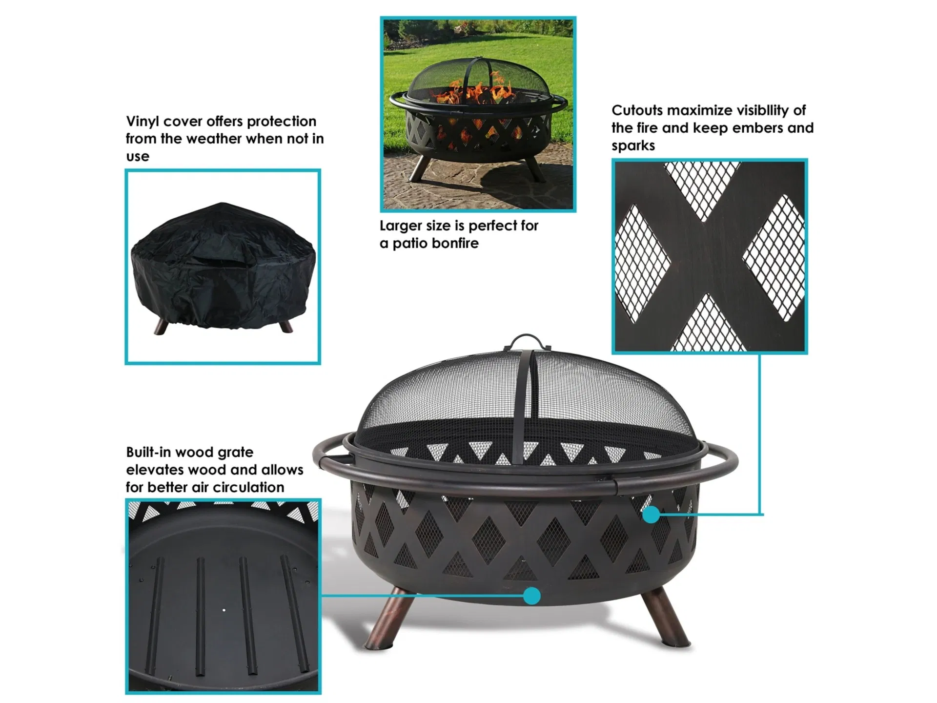 Factory Supply 30 Inch Steel Fire Pit Bronze Fire Bowl