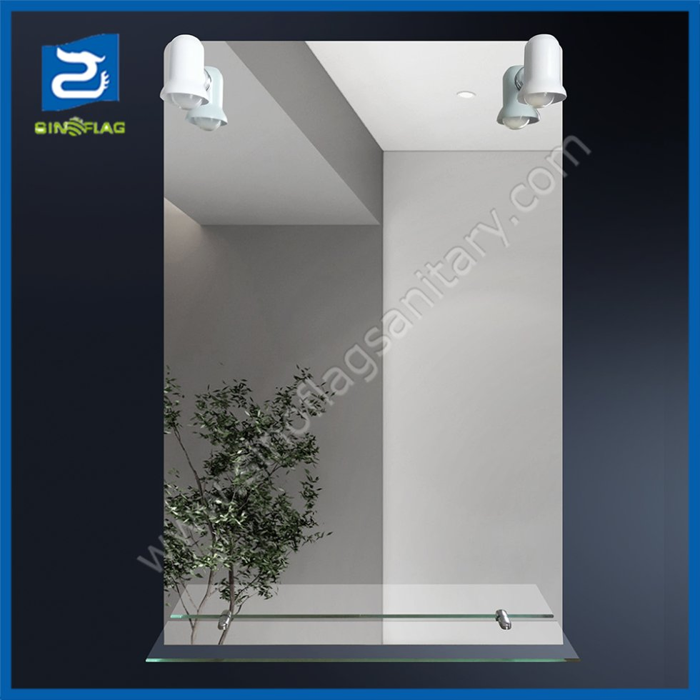 Wall Mounted Bathroom LED Light Make up Rectangular Silver Mirror