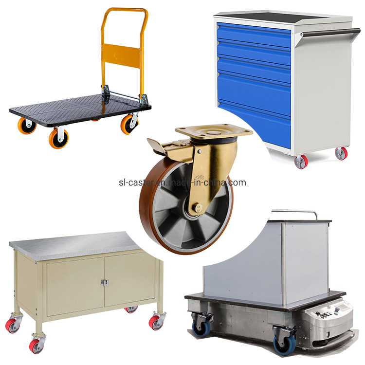 125mm Yellow Zinc Plating Heavy Duty PU Castor 5 Inch Heavy Duty Industrial Equipment Caster Wheels