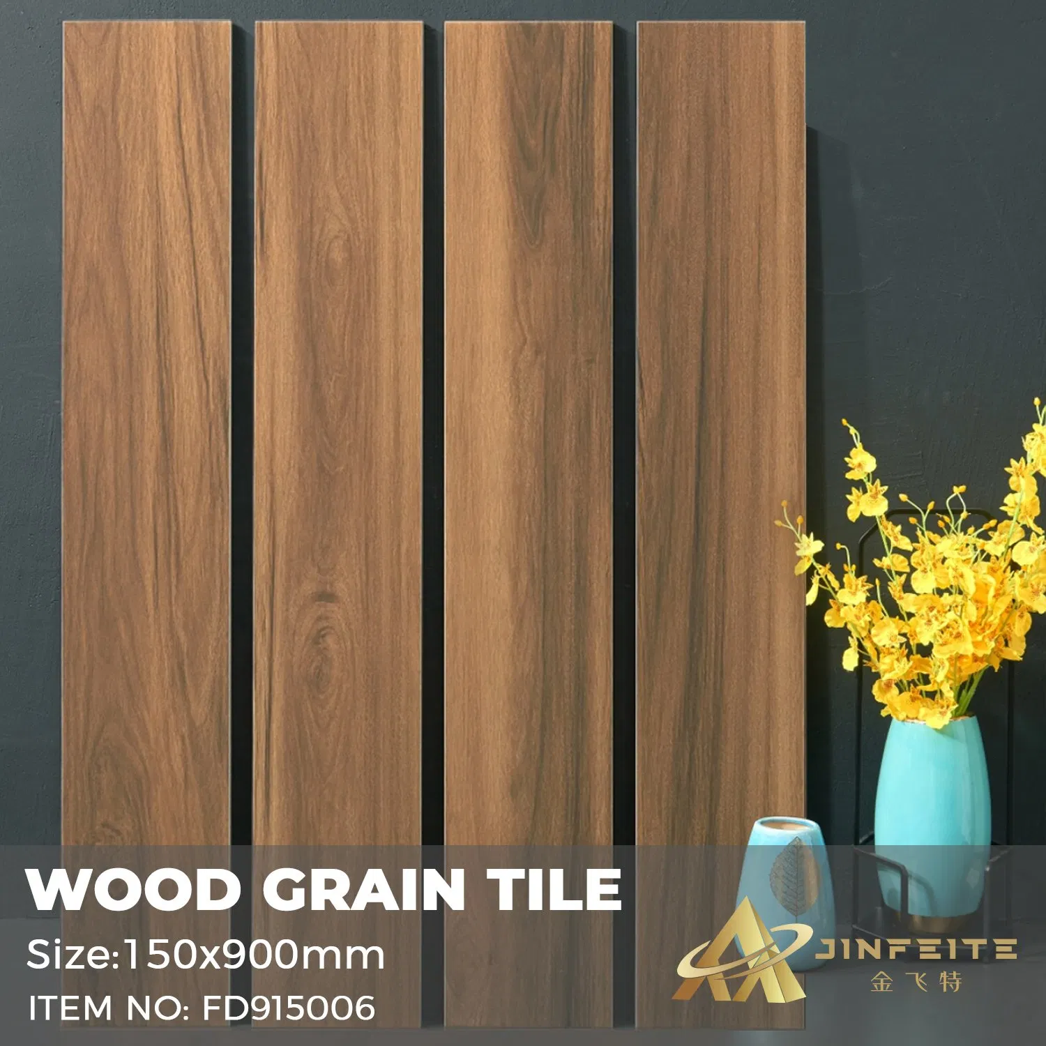 Indoor Use Wood Grain Brick Porcelain Tile 900*150mm for Living Room