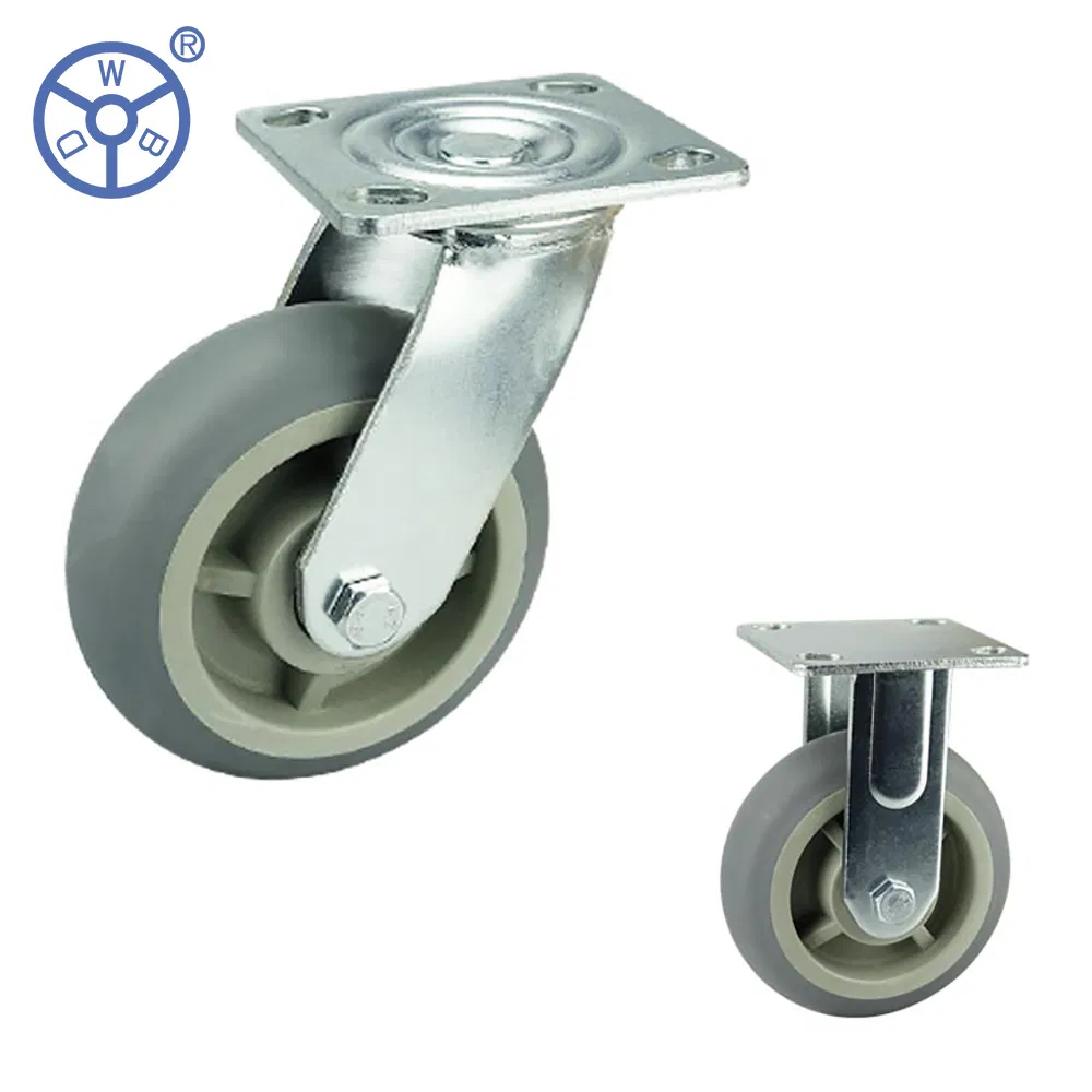 Wbd Swivel Double Ball Bearing4 5 6 8 Inch American Style Heavy Duty Grey TPR Caster Wheels 100 125 150 200mm