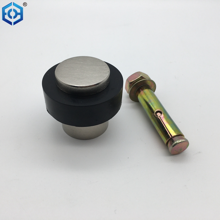 Solid Brass Rubber Bumper Floor Mount Door Hardware Metal Stopper