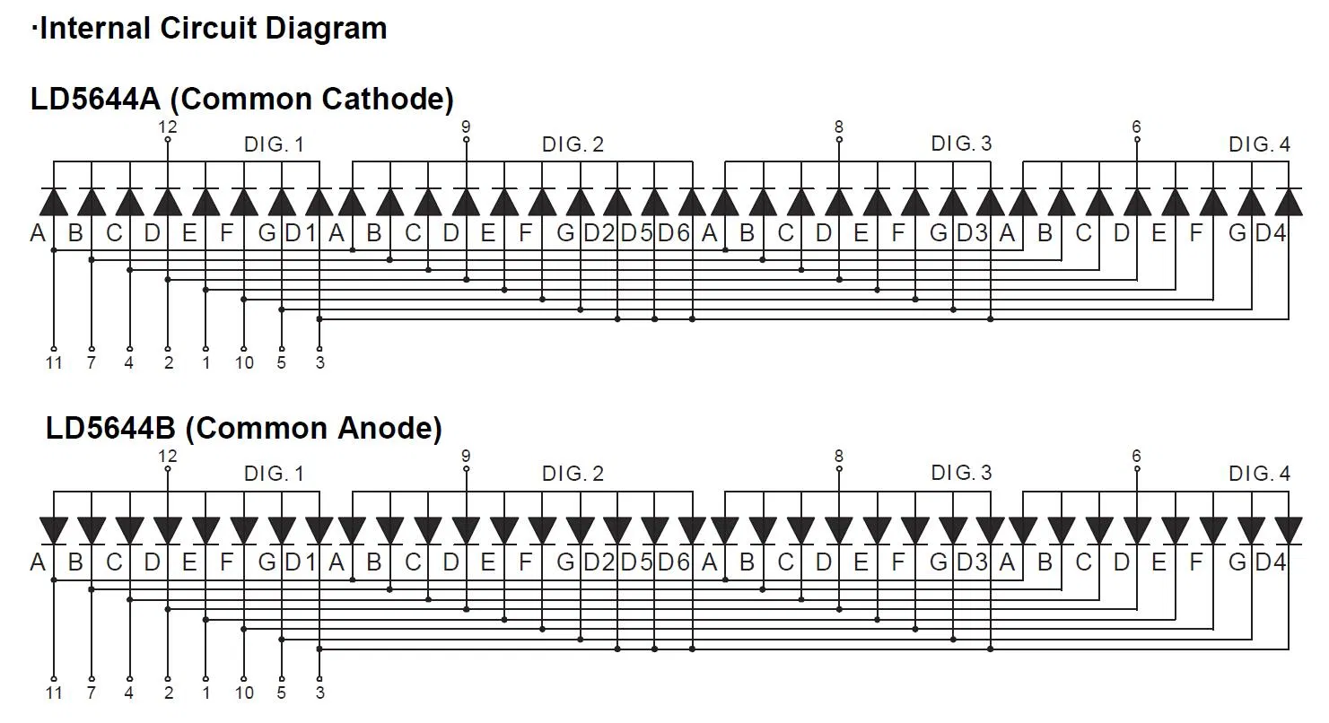 0.56 Inch 4 Digits 7 Rectangular Segment LED Clock Display