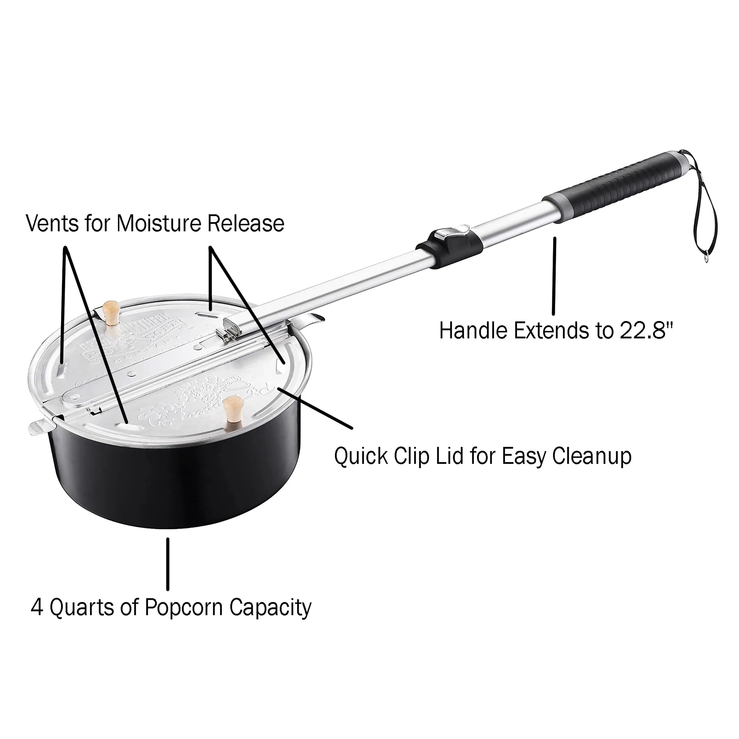Outdoor Camping Aluminum Shaking Popcorn Popper
