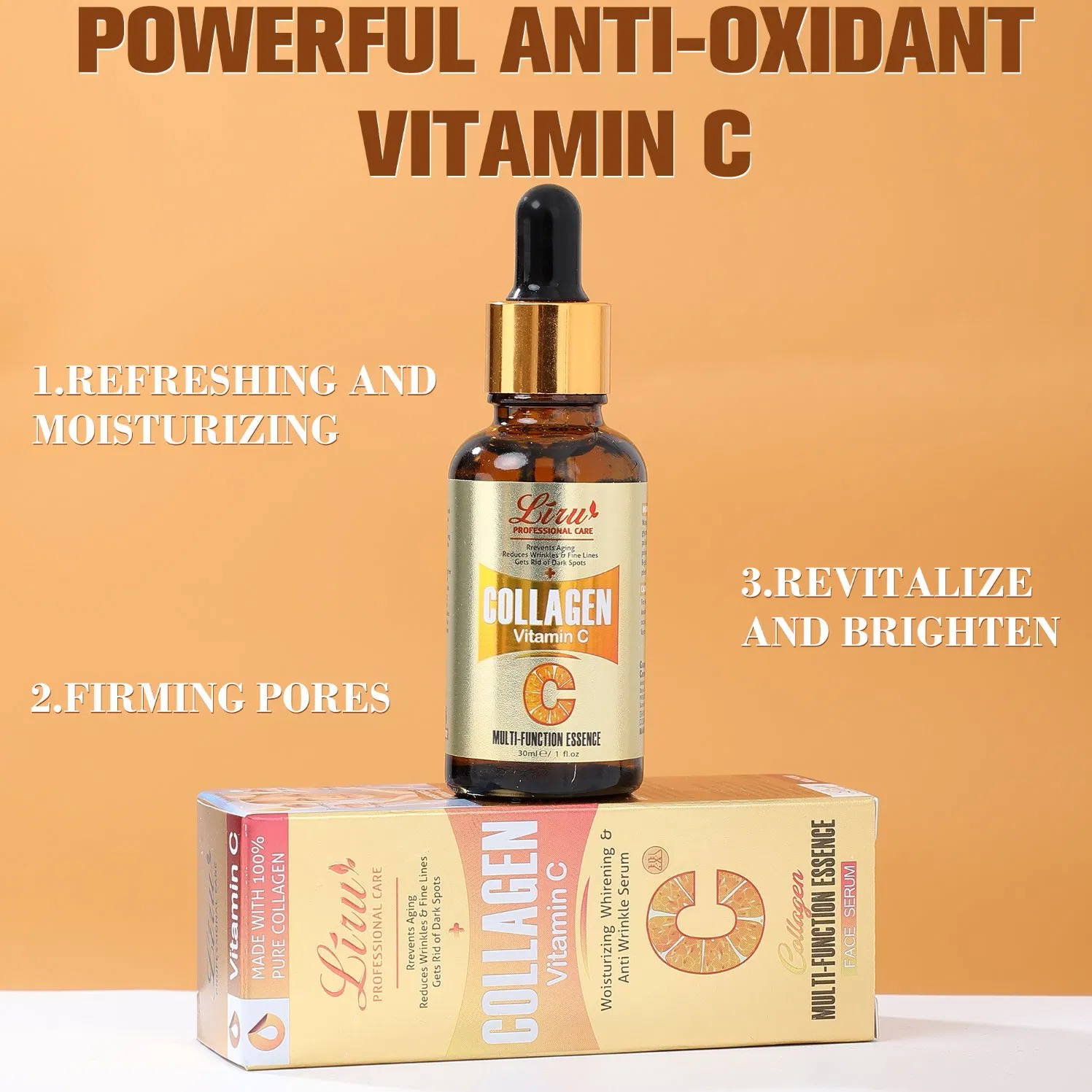 Wholesale Skin Care Cosmetics Serum Brightening Anti-Aging Collagen Vitamin C Face Serum