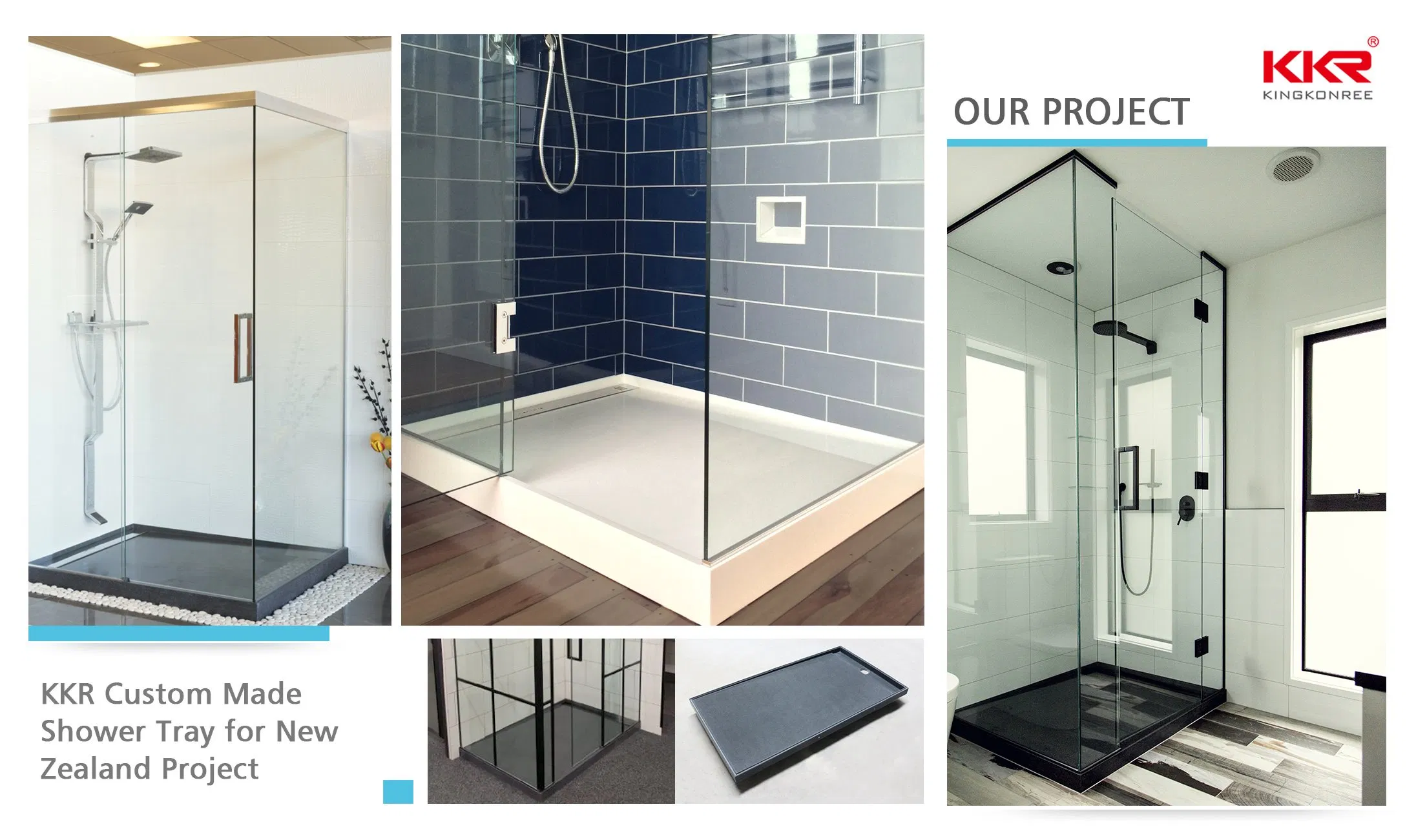 Custom Acrylic Solid Surface Stone Bathroom Shower Tray