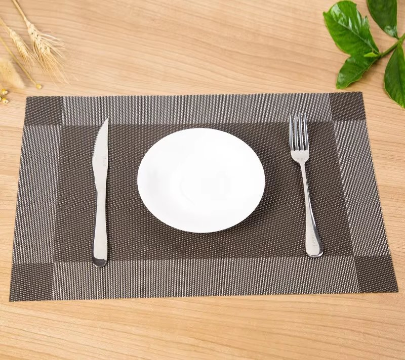 Rectangle Washable Non Slip Polyester Woven Vinyl Place Mats Table