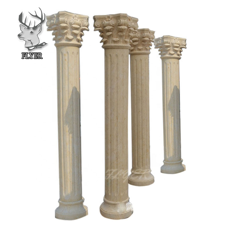 Outdoor Indoor Decorative Natural Stone Large Marble Pillar Roman Column for Building