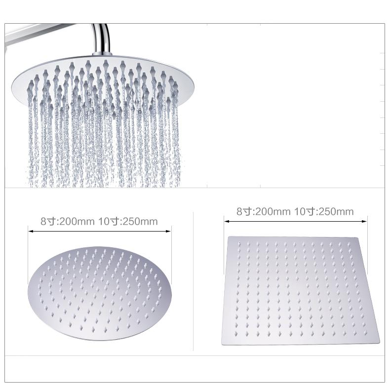 Square Rain Shower Head with Adjustable Extension Arm Large Stainless Steel High Pressure