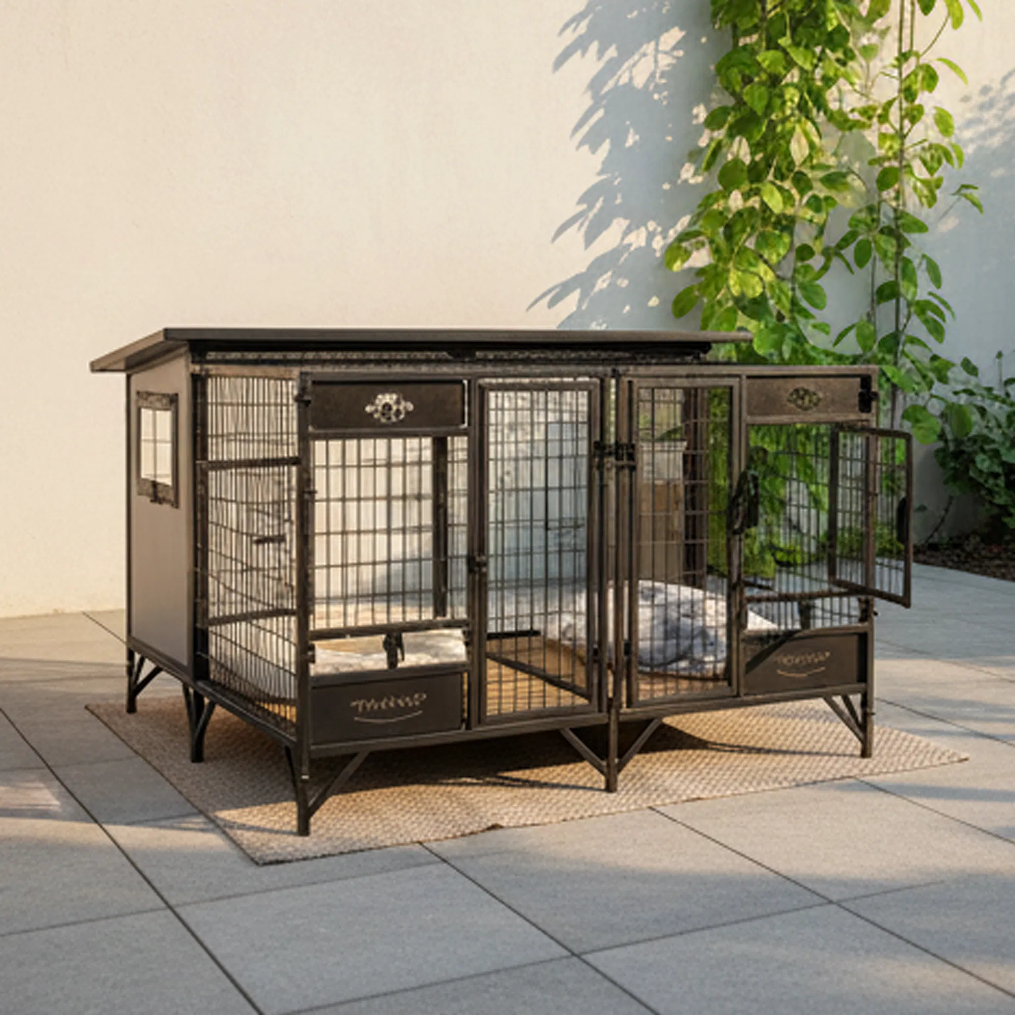 Zd Outdoor Wood Dog Cage Large Dog House Rain and Sun Protection