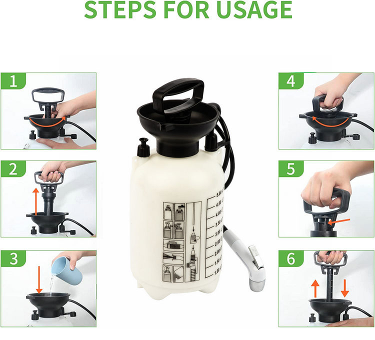 Portable Camping Shower Outdoor Camp Shower Pump Small Hands-Free Rinse Kit Handheld Bidet Toilet Sprayer