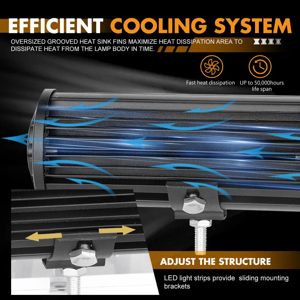 BKR 4x4 Tractor Truck Boat All-Terrain Vehicle LED Light Bar with 6D Optical Lens