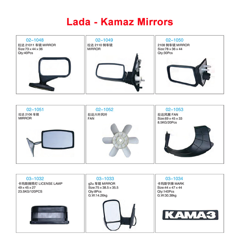 Зеркала боковые и салонное для Lada, Kamaz, MAZ, Volga, GAZ, Газель, МТЗ