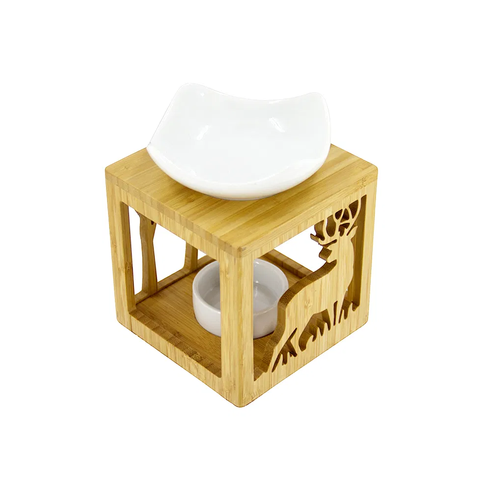 Lamp Candle Holder Made of Bamboo Homex BSCI with Two Ceramic Bowls