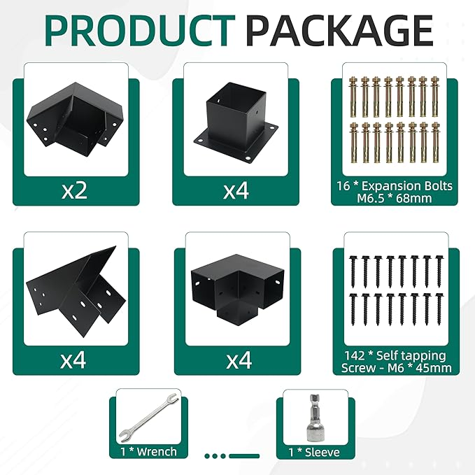 30° Slanted Pergola Kit for 4" X 4" Wood Pergolas