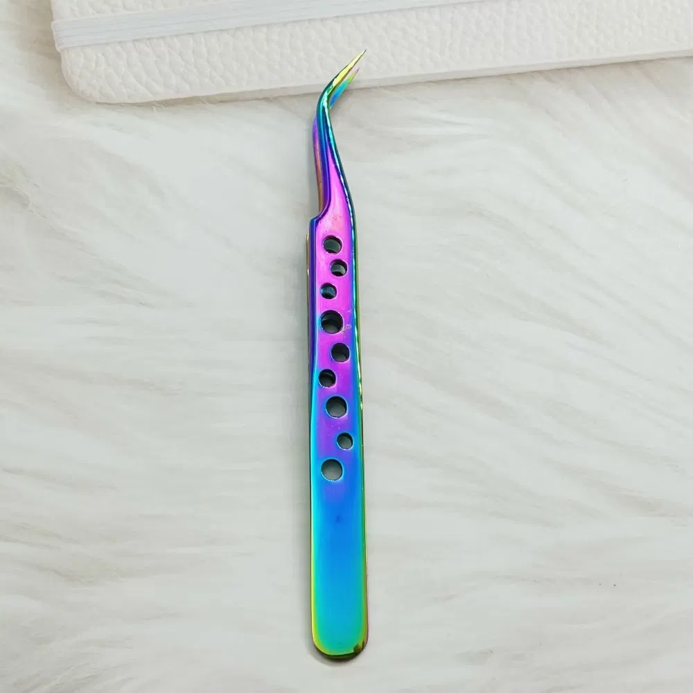 High Precision 9-Hole Top Rated Pointed Best Stainless Steel Tweezers for Eyebrows