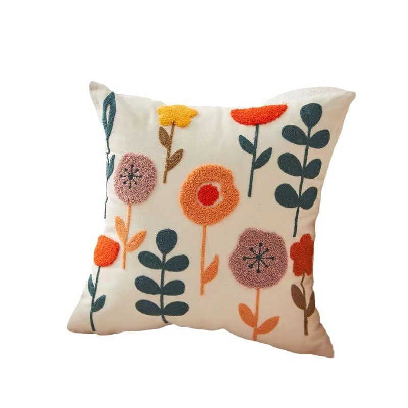 OEM Towel Embroidery Flower Embroidery Geometric Pillow Set Cover