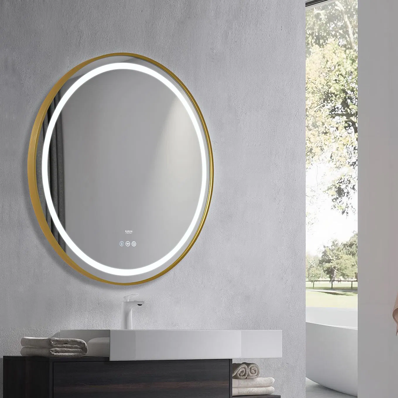 70X70 Space-Saving Contemporary Backlit Round LED Bathroom Mirror with SAA for Hotel
