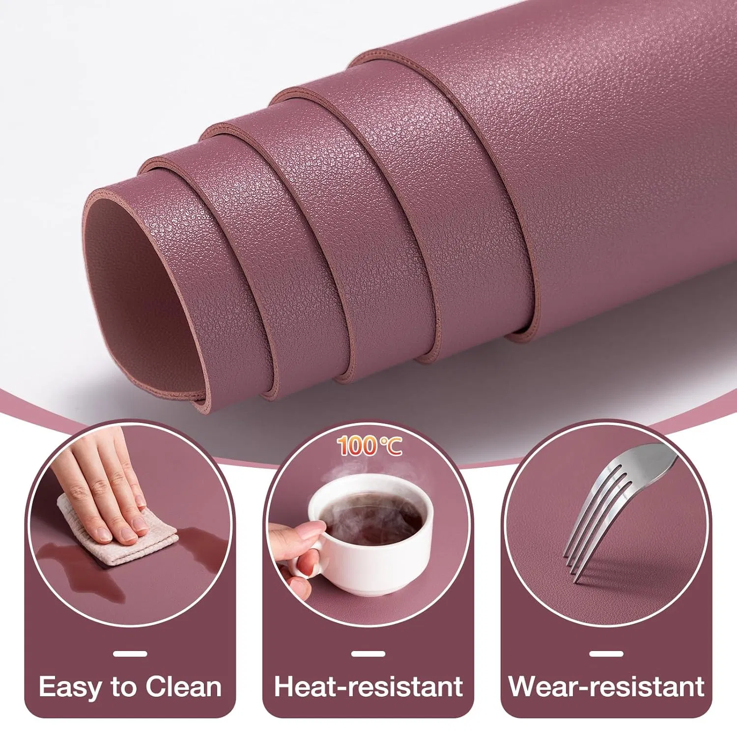 Large Leather Table Mat for Makeup Machine Made 31.5X15.7in Vanity Desk Cover Antimicrobial Non-Slip Countertop Protector Home