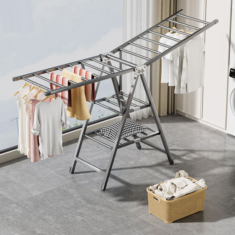 Folding Laundry Dry Rack with Adjustable Supporting Bar