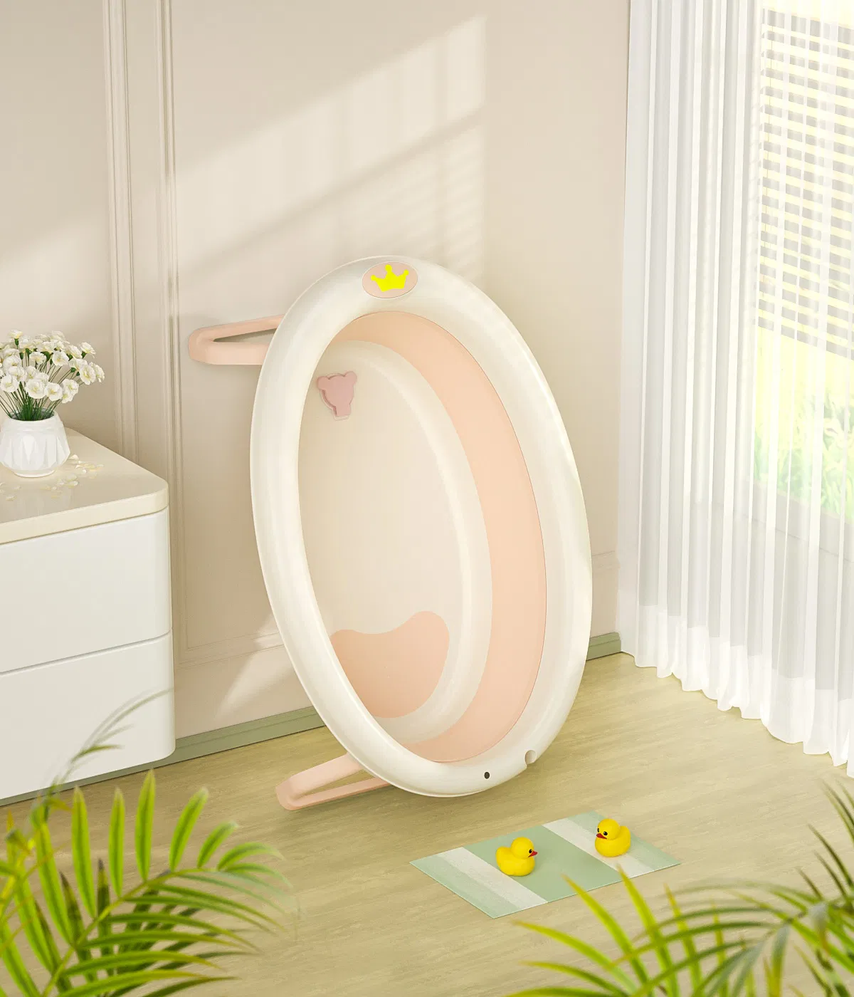 Egg Shape Foldable Thermometer Temperature-Sensitive Baby Bathtub