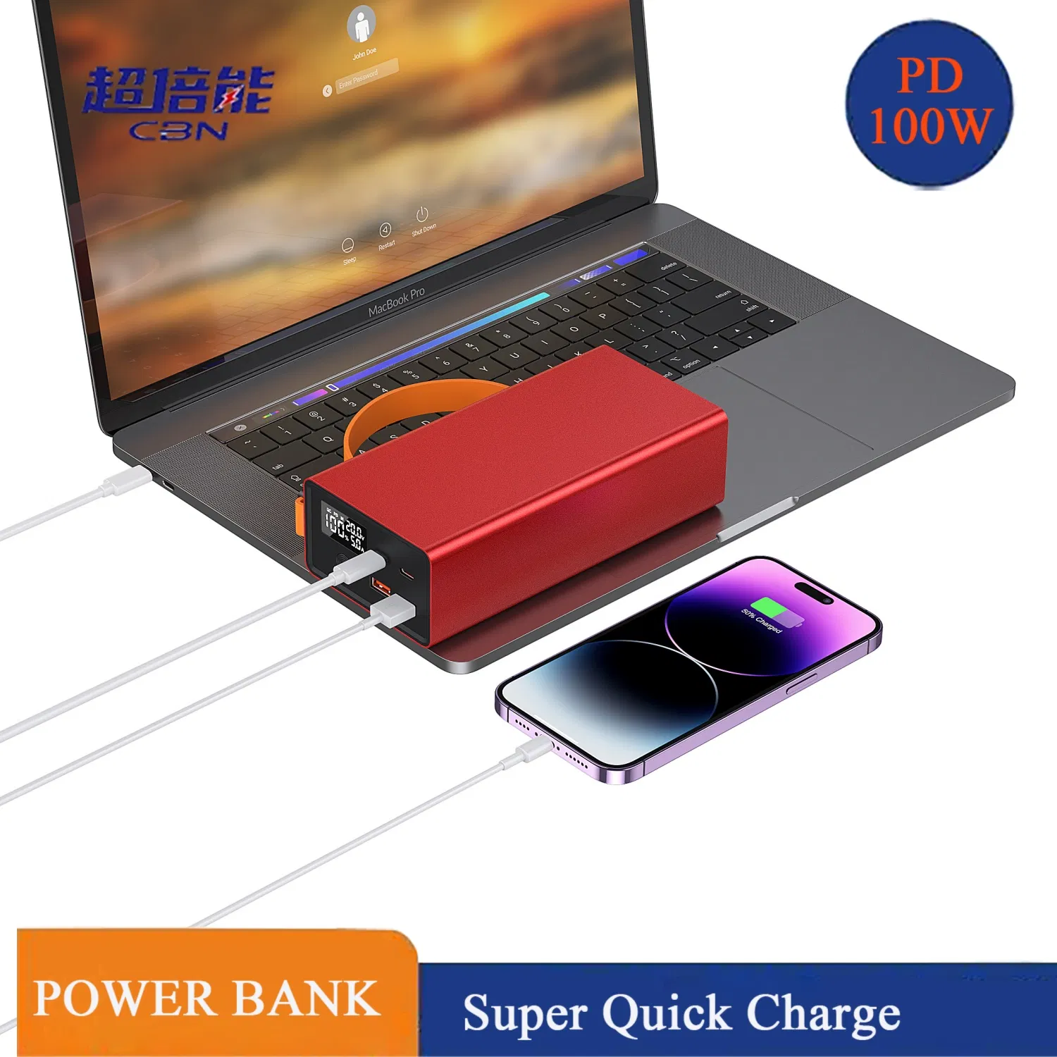 Wholesale 30000-60000mAh Portable Outdoor Power Bank 65W Fast Charging for Mobile Phone Laptop Smart BMS CE Approved Factory Direct