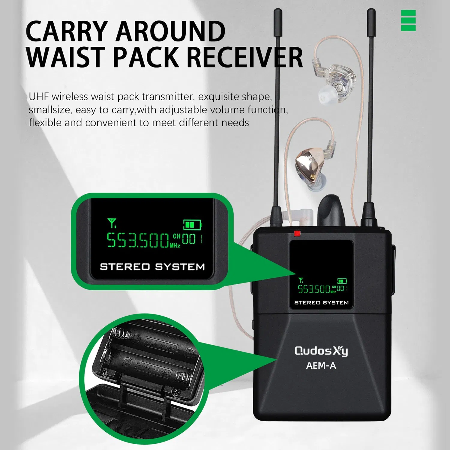 AEM-2+2A Dual Channel Wireless Ear-Mounted Audio System for Studios