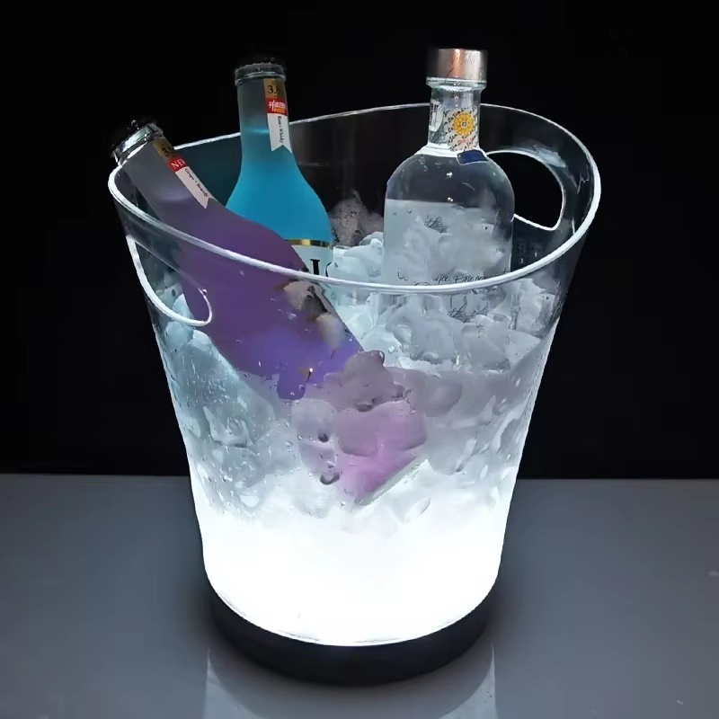 Customized Logo Party Transparent Beverage Tubs Luxury Double Layer Plastic Ice Bucket