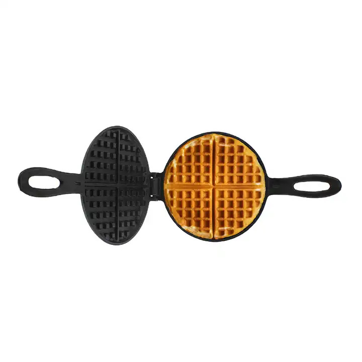 2023 Factory Direct Diameter 17cm 20cm 6.7" 7" 8" Inch Outdoor Campfire Camping Cast Iron Waffle Cooker Maker Iron