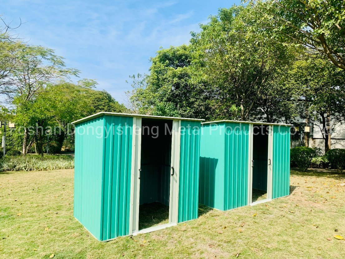 Easy Assembling Steel Panel Garden Shed Tool Kit Storage House with Flat Pent Roof and Double Sliding Doors RDS2618-G2
