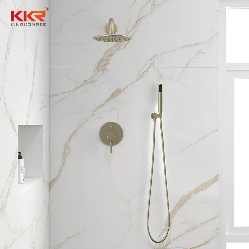 Bathroom Showering Kit Metal 8 Inch Rainfall Shower Head Faucet Ceiling Mount 12 Inch Fixed and Handheld Shower Set