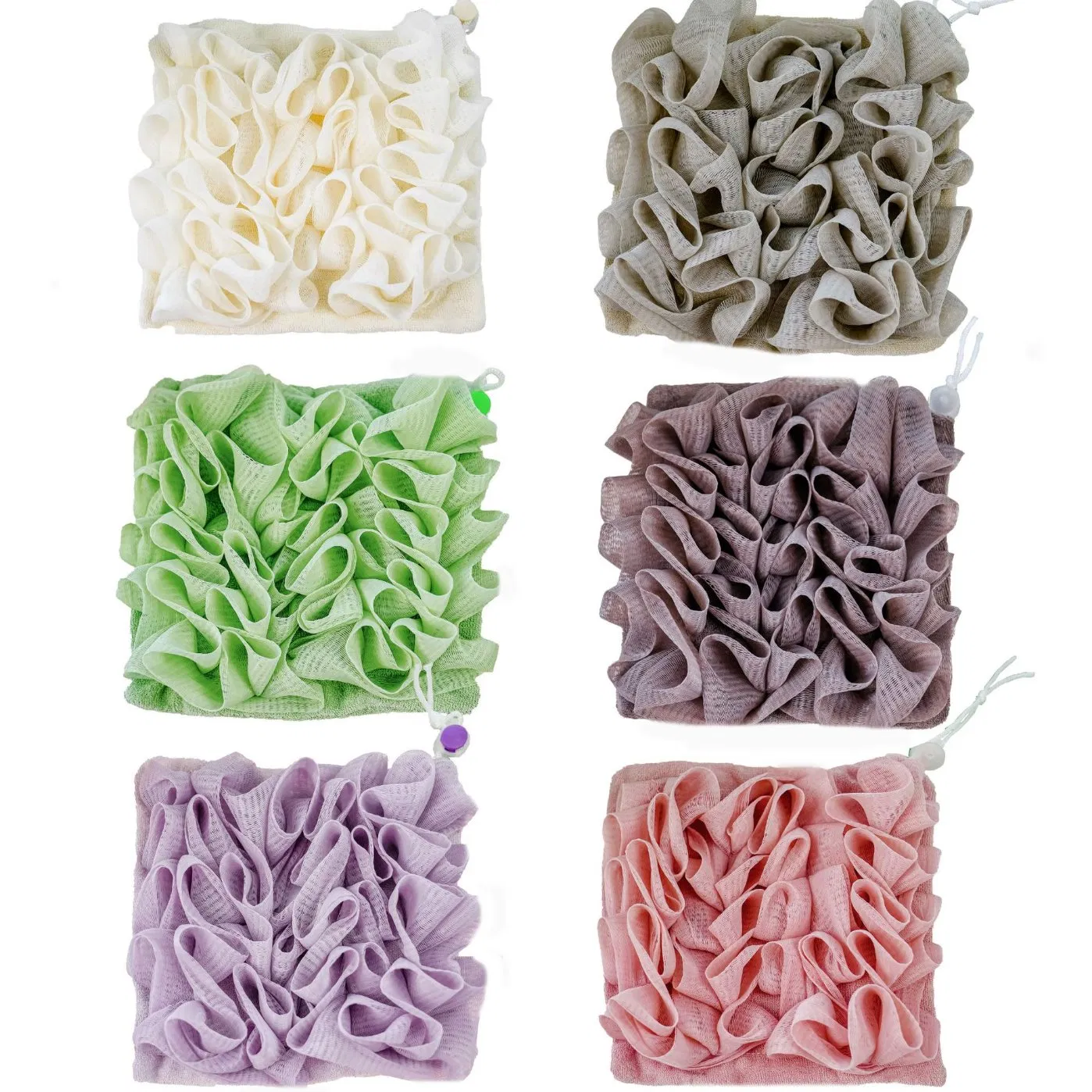 Bath Loofah Sponge 2 in 1 Portable Body Washing Shower Loofahs Mesh Pouf