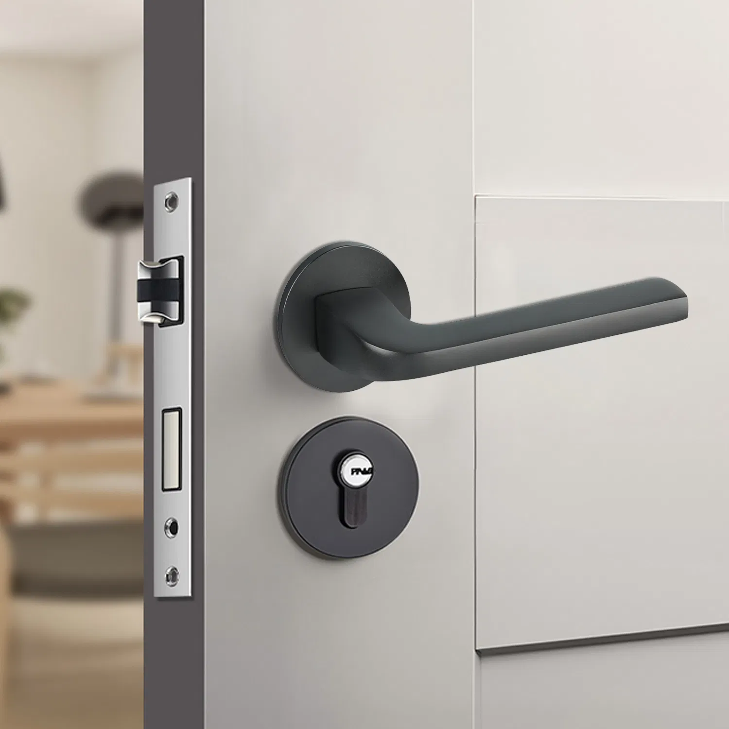 Furniture Door Handle Black Elegant Handle Lock Aluminum Door Lock Handle Door Hardware Black Elegant Handle Lock