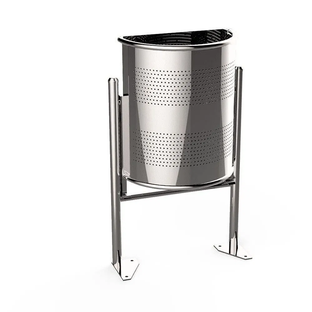 30L Metal Trash Can Galvanized Steel Garbage Can Ash Bin Lid Outdoor Garbage Bin