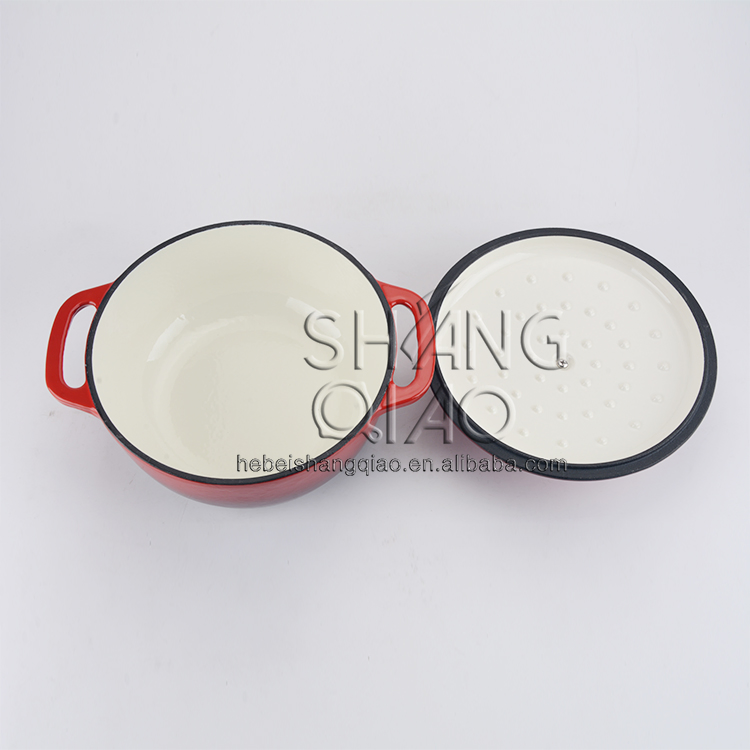 Чугунная жаровня 3 кварты с эмалью, красная