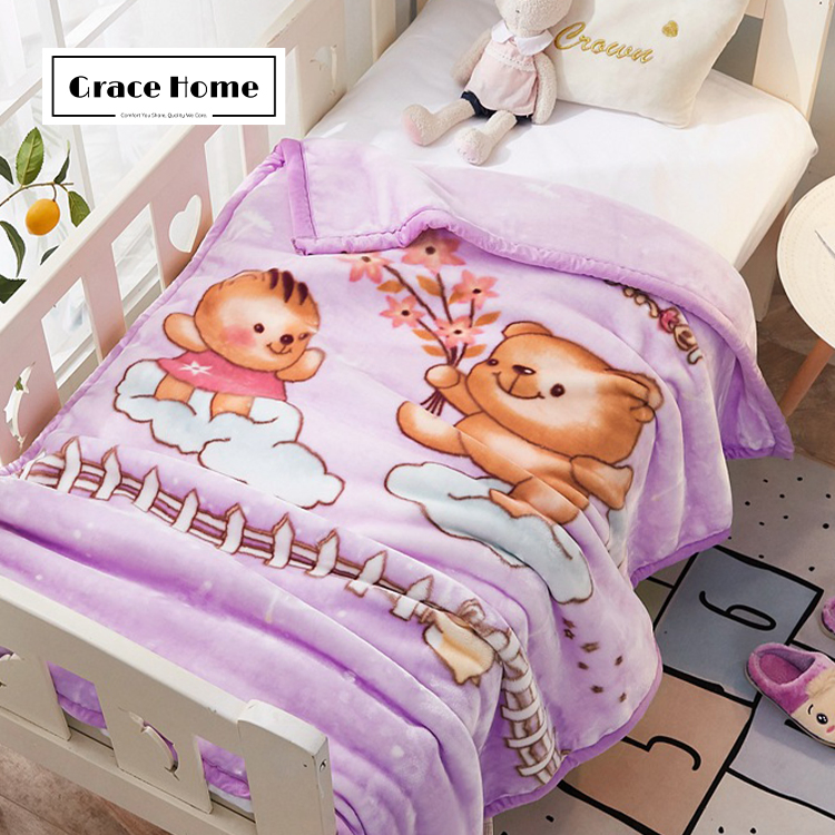 Детское двустороннее флисовое одеяло с мультяшным принтом