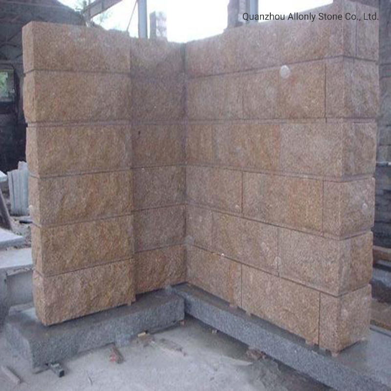 Natural Gold Yellow Granite G682 Mushroom Wall Stone for Outdoor Facade or Cladding