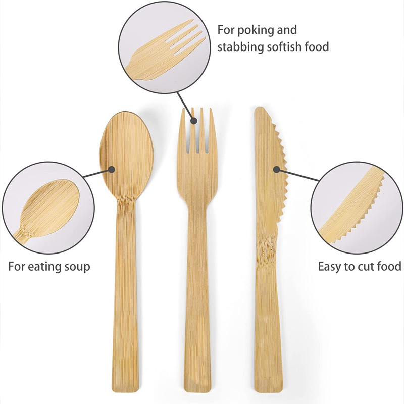 Eco-Friendly Disposable Bamboo Cutlery 171mm Length Bamboo Knife Custom Natural Color for Dinner