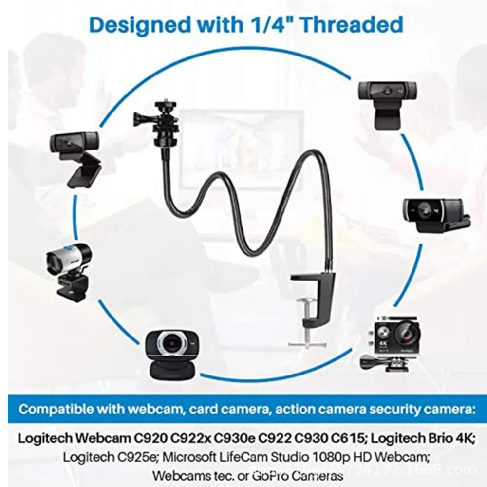 Flexible Gooseneck Desk Jaw Clamp Stand Holder for Phone and Tablet Ci20688