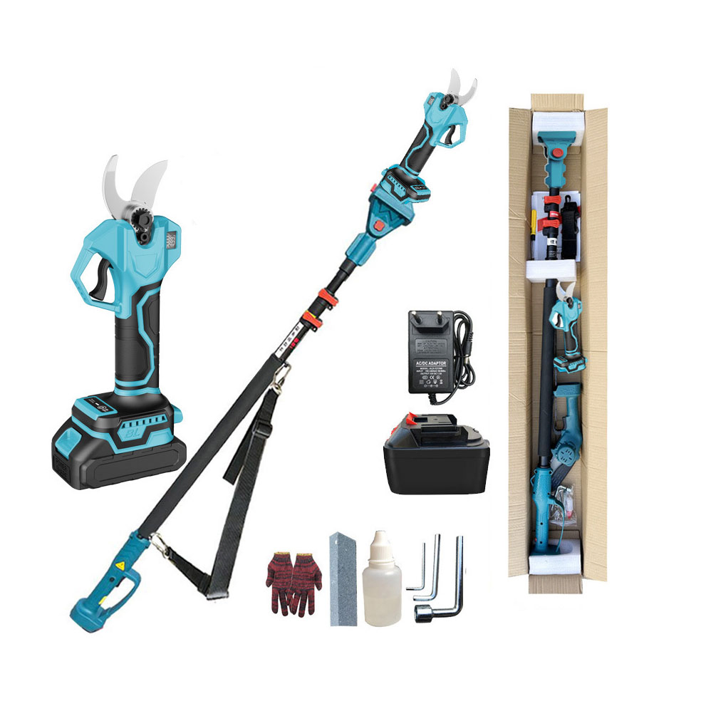 2-in-1 Cordless Pole Pruner with Rechargeable Battery LCD Display Pole Pruning Shear Telescopic Handle for Tree Pruning Cutting