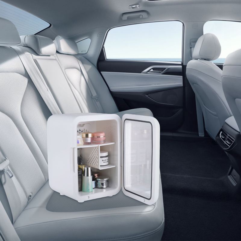 Air Cooling Frost Free 9L Transparent Door Mini Fridge for Cosmetics and Food