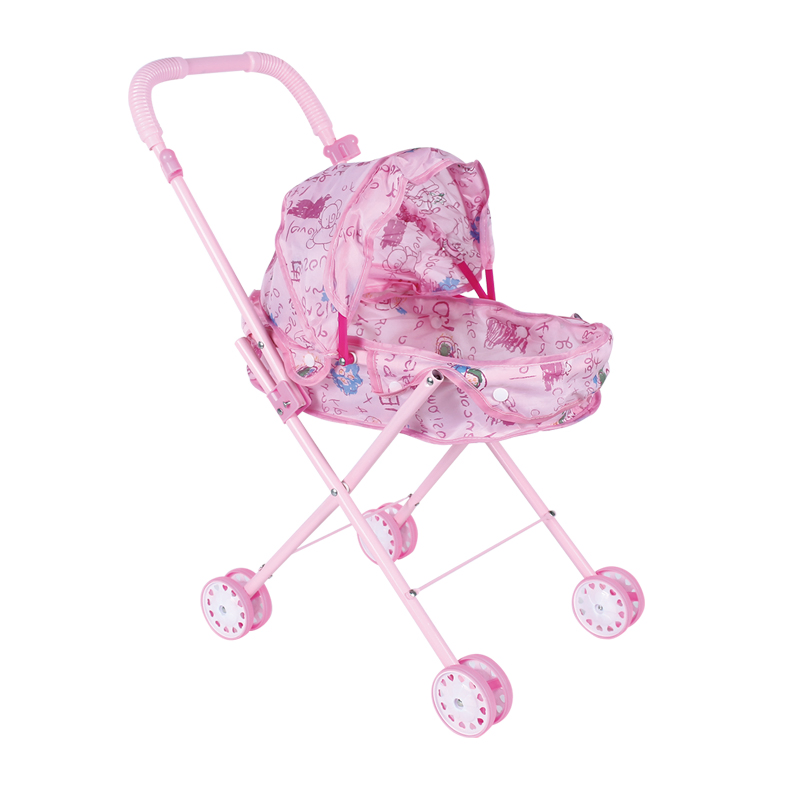 Lovely Sun Shading Girl Baby Iron Pretend Play Toy Doll Stroller