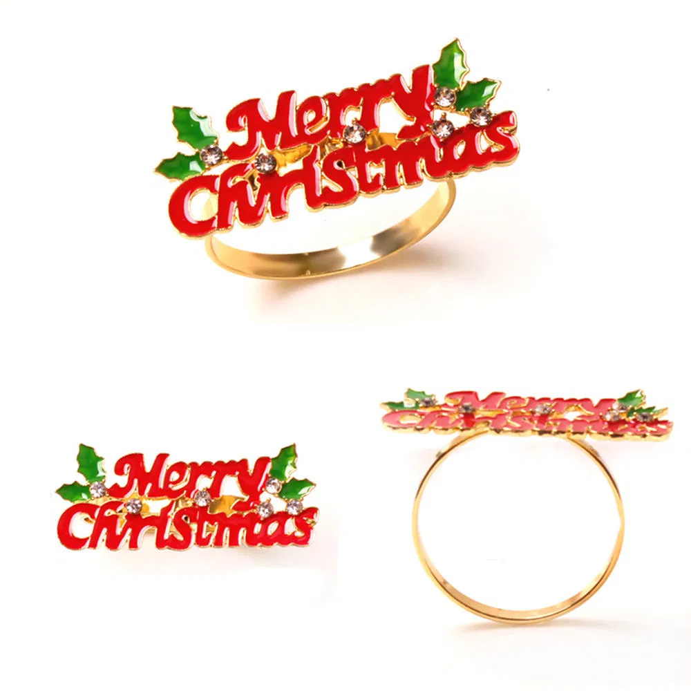 Yellow Christmas Buckle Christmas Tree Fawn Wreath Napkin Ring