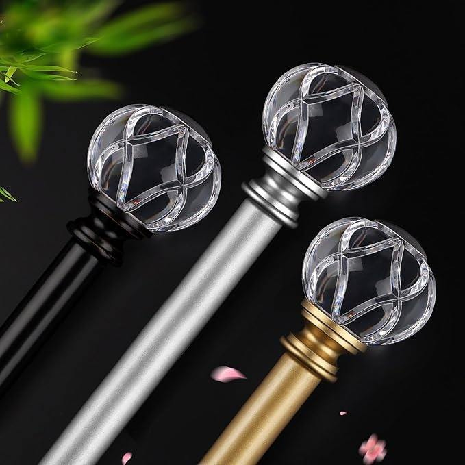 New Design Curtain Poles Wrap Around Art Deco Curtain Rod Pole Set Double Met
