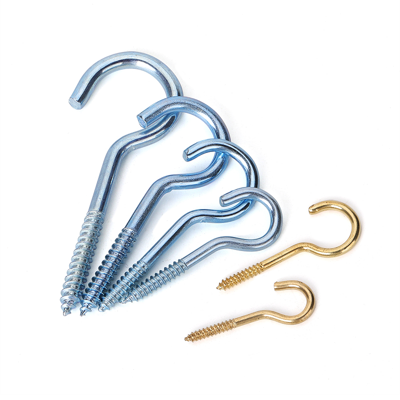 Hautine Screw Hooks, Brass Plated Chromed Plated or Stainless Steel
