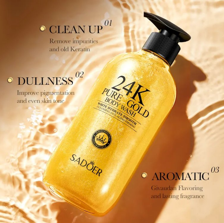 24K Gold Shower Gel Deep Cleaning and Nourishing Skin Bathing Liquid Moisturizing Whitening Fragrance Body Wash