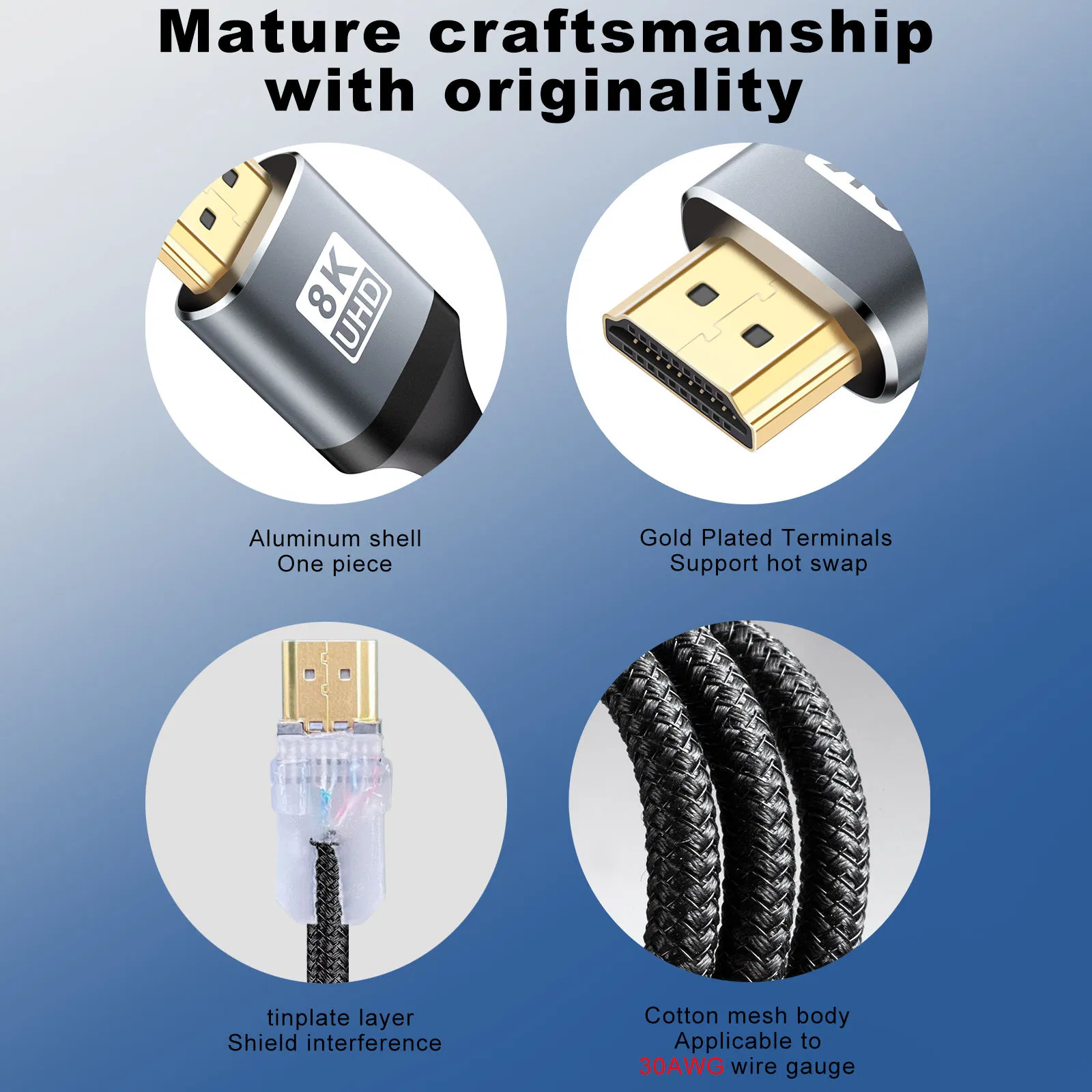 Кабель HDMI 2.1 4K 8K, 1-30м